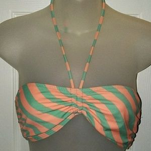 Op Peach smoothie striped bandeau bikini top L/G